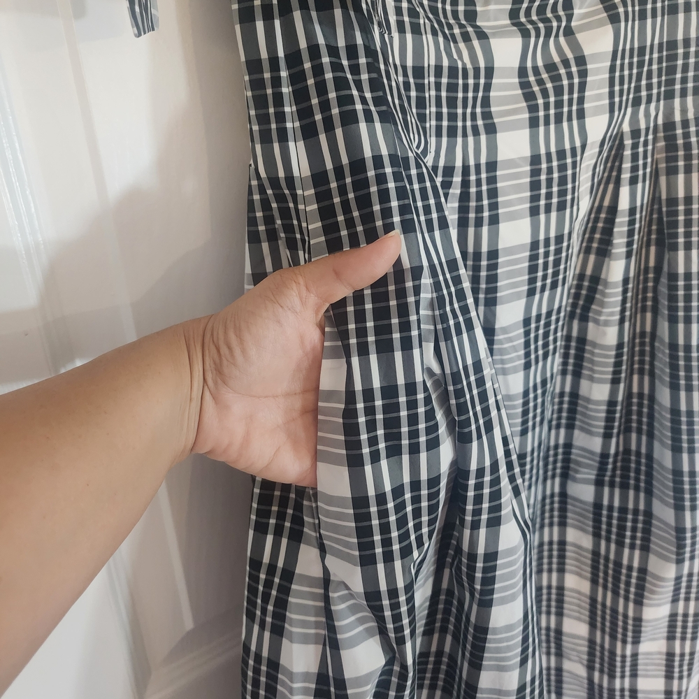 Maeve by Anthropologie Black & White Plaid Peplum A-Line Midi Dress - Size Small - Picture 10 of 11
